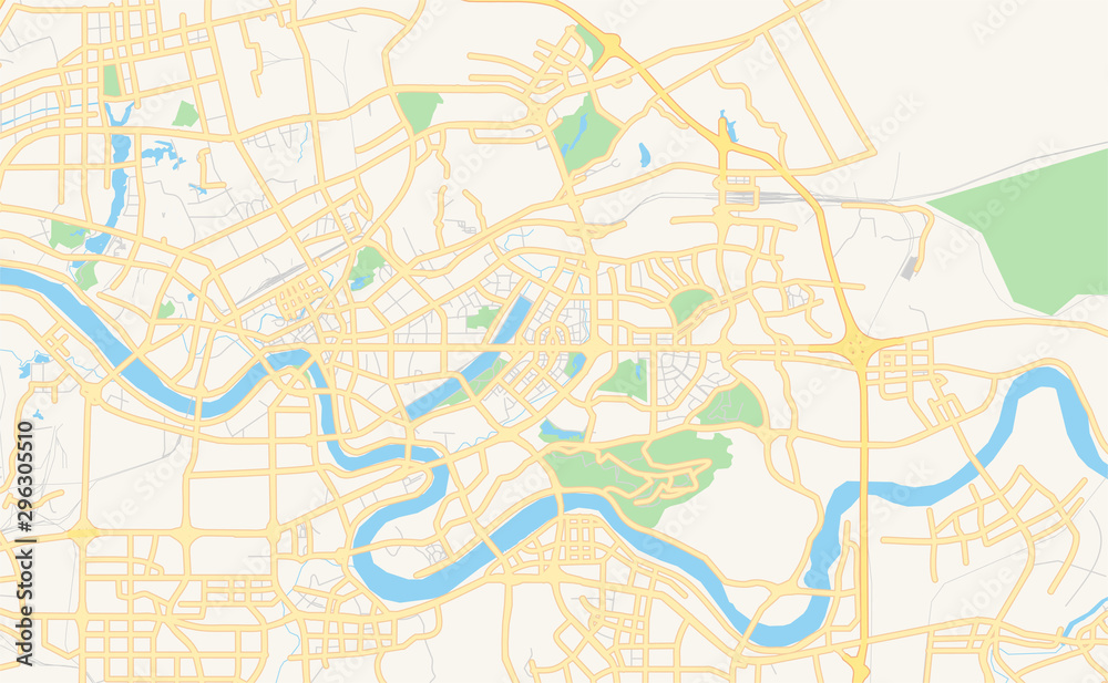 Printable street map of Nanning, China