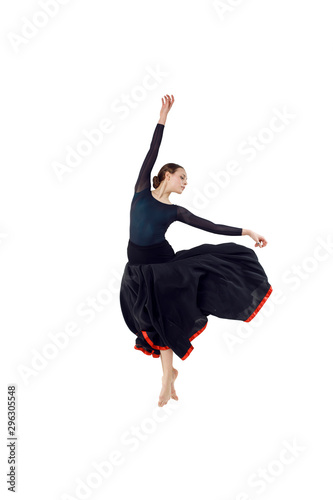 Actress Russian ballet,young ballet dancer performing complex elements on a white background ,awesome dance event demonstration 