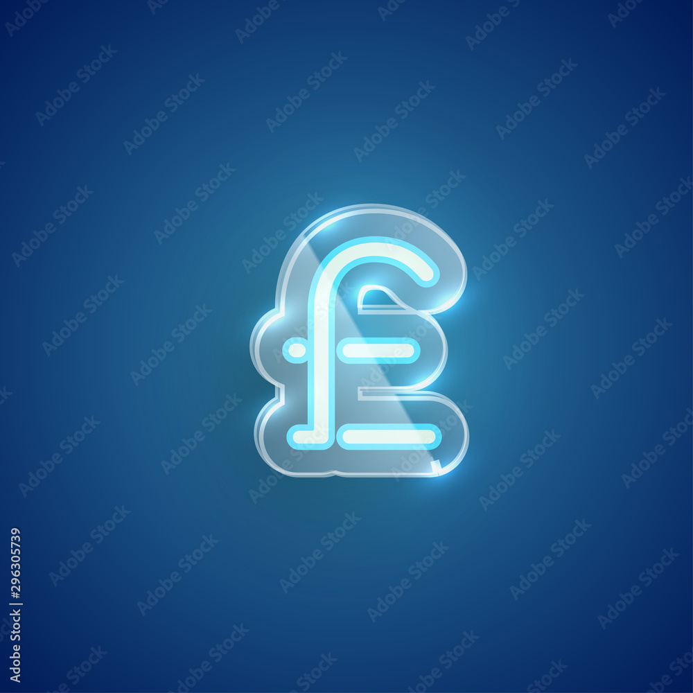Realistic neon 'pound sign' character with plastic case around, vector illustration Realistic neon 'pound sign' character with plastic case around, vector illustration