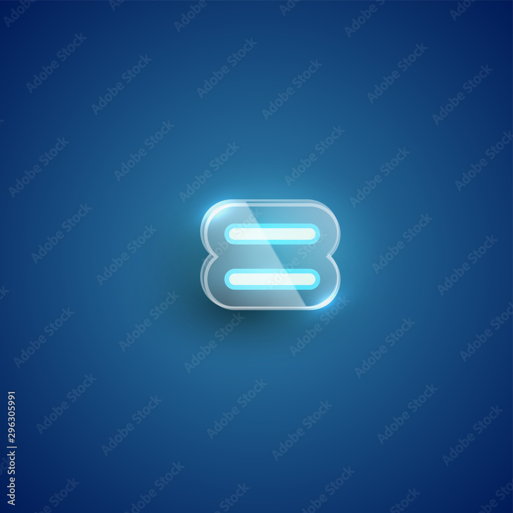 Realistic neon 'equals' character with plastic case around, vector illustration Realistic neon 'equals' character with plastic case around, vector illustration