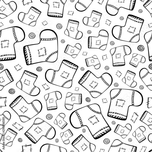 pattern socks with patches seamless vector festive christmas background illustration doodle sketch