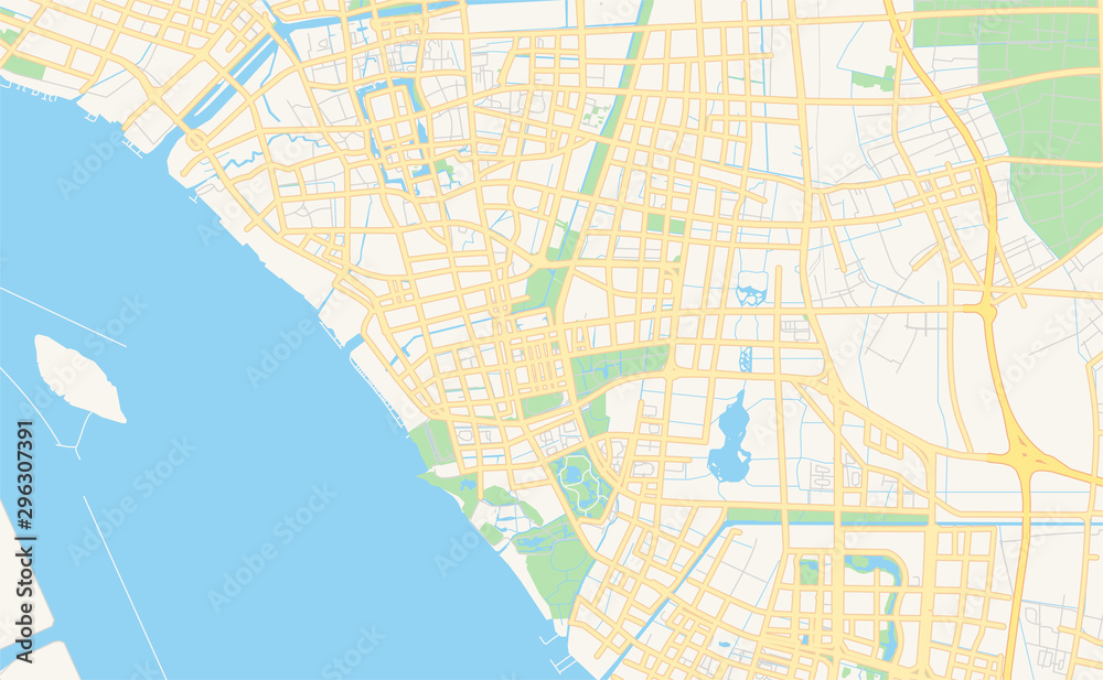 Printable street map of Nantong, China