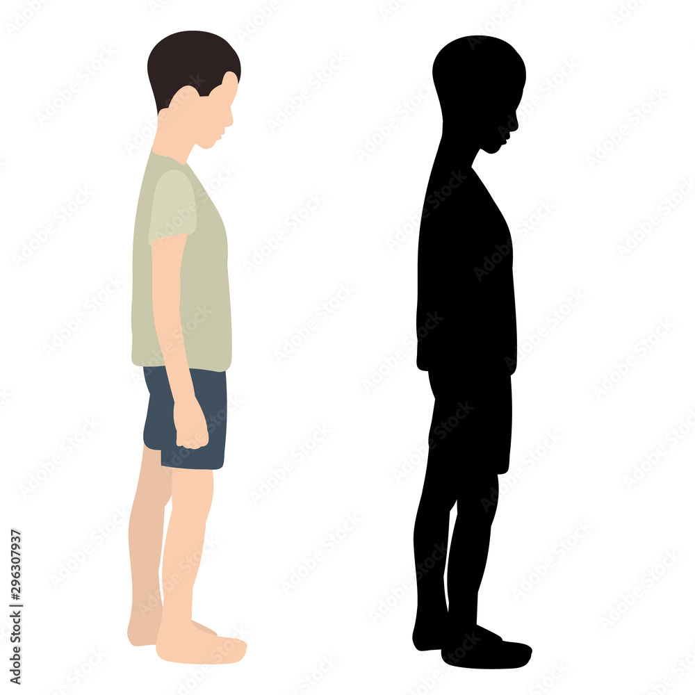 isolated, flat style and silhouette of a child, boy