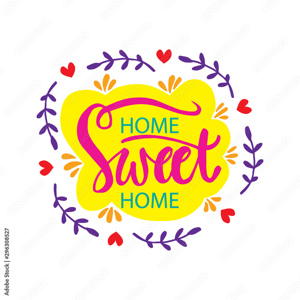 Home sweet home postcard. Hand drawing illustration.