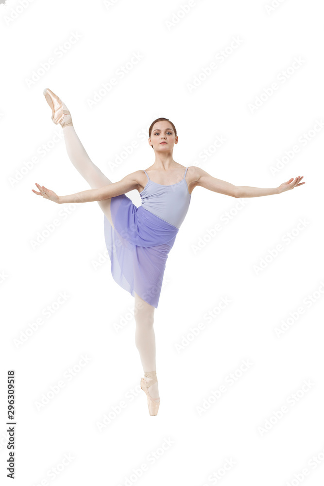 Actress Russian ballet,young ballet dancer performing complex elements on a white background ,awesome dance event demonstration