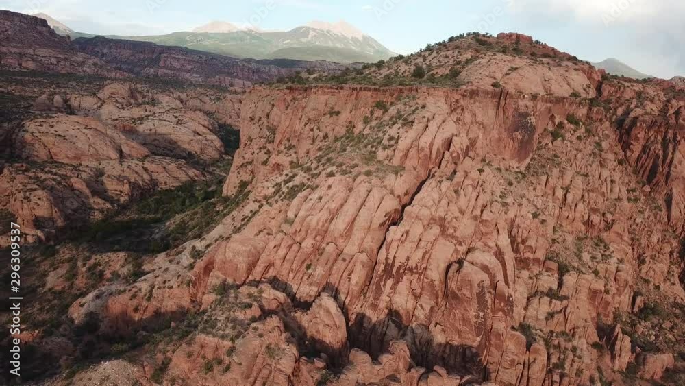 Aerial of Sandstone Rock Formations in Utah Desert USA. Landscape of Arid Spanish Valley Aerial of Sandstone Rock Formations in Utah Desert USA. Landscape of Arid Spanish Valley