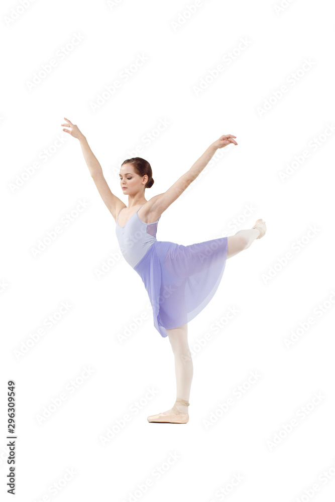 Actress Russian ballet,young ballet dancer performing complex elements on a white background ,awesome dance event demonstration