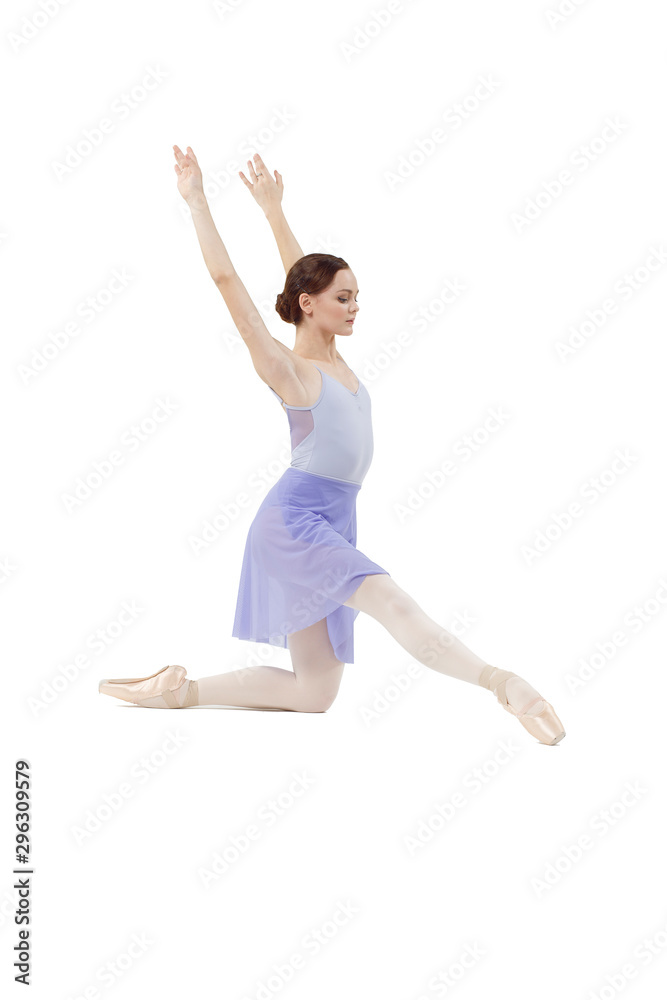 Actress Russian ballet,young ballet dancer performing complex elements on a white background ,awesome dance event demonstration