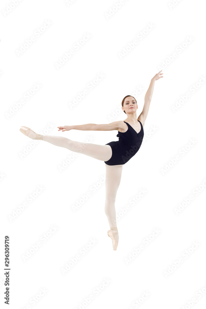 Actress Russian ballet,young ballet dancer performing complex elements on a white background ,awesome dance event demonstration