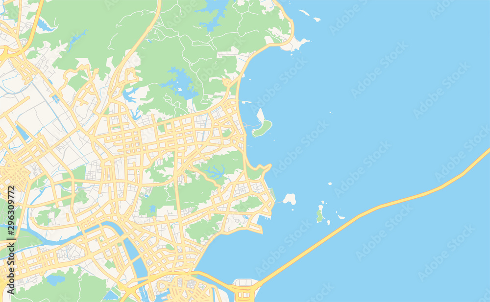 Printable street map of Zhuhai, China Stock Vector | Adobe Stock