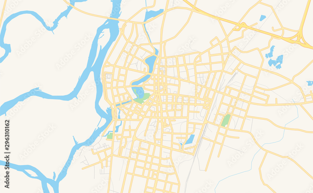 Printable street map of Qiqihar, China