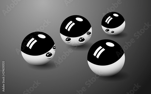 Silver, chrome balls on a gray background, vector illustration, eps 10