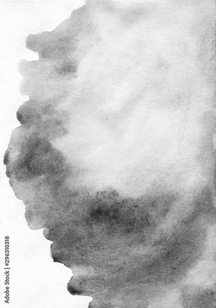 Watercolor grey stains on white textured paper