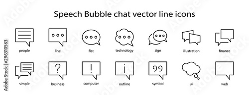 Set of Speech Bubble chat vector lines of icons. Editable Stroke. 32x32 pixels.