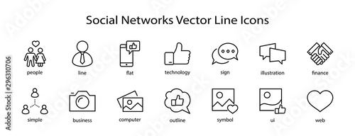 Set of Social Networks Related Vector Line Icons. Contains such Icons as Profile Page, Rating, Social Links and more. Editable Stroke. 32x32 Pixel Perfect.