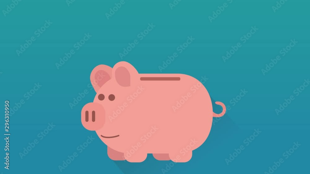 Pièce de monnaie qui tombe dans un cochon tirelire (Flat design)
