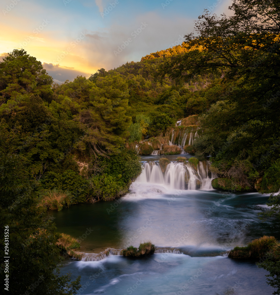 Beautiful landscape with a waterfall-Skradinski Buk Waterfall.Krka National Park.