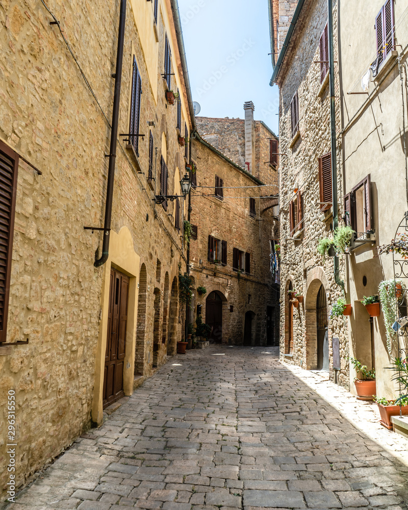 Old Stone Buildings on Alleys in Tuscany Italy