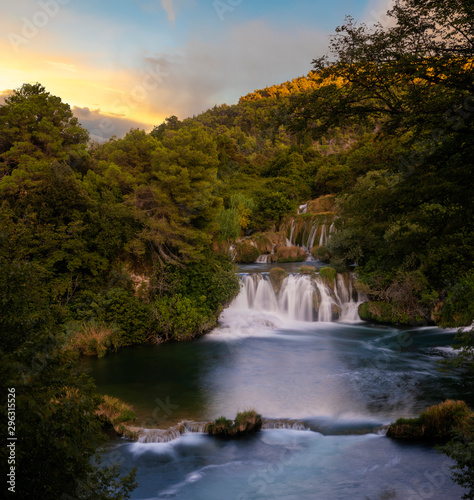 Beautiful landscape with a waterfall-Skradinski Buk Waterfall.Krka National Park.