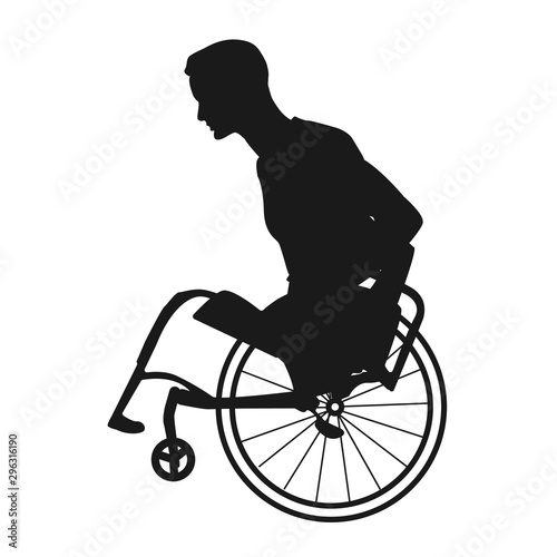 silhouette of a man in a wheelchair.