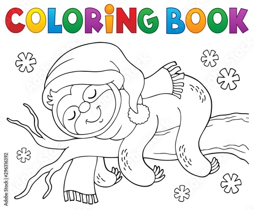 Coloring book winter sloth theme 1