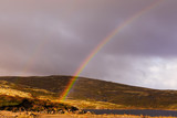 Rainbow in the autumn tundra on the Kolkoy Peninsula. Murmansk region, Russia.