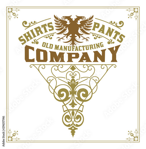 Vintage retro logo with floral ornaments