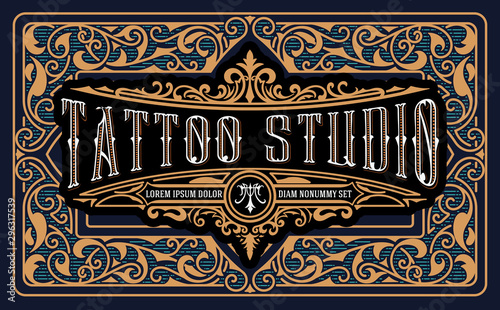Vintage logo template with floral elements