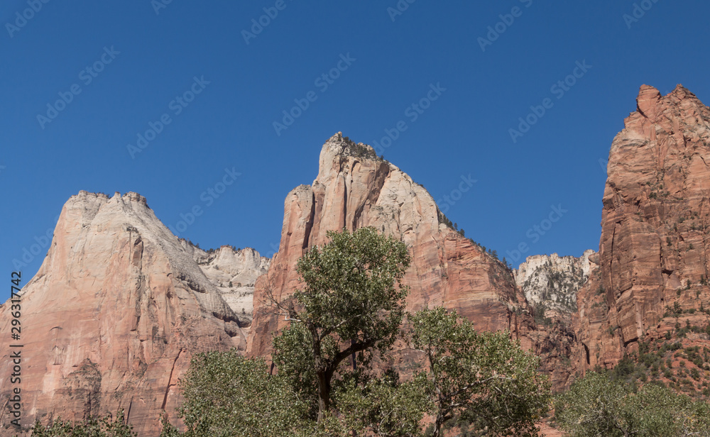 Majestic mountain peaks in Zion National Park