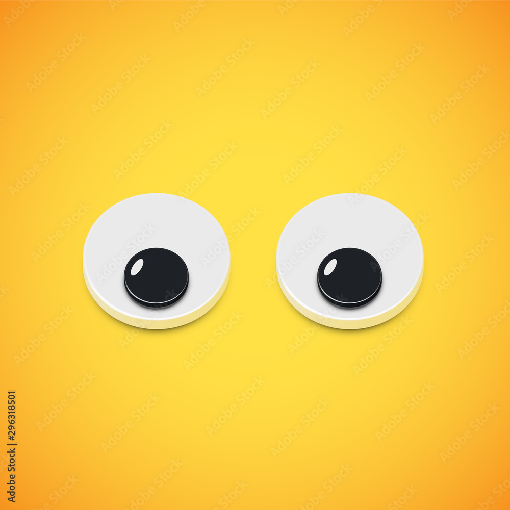 Yellow high-detailed emoticon eyes looking down, vector illustration