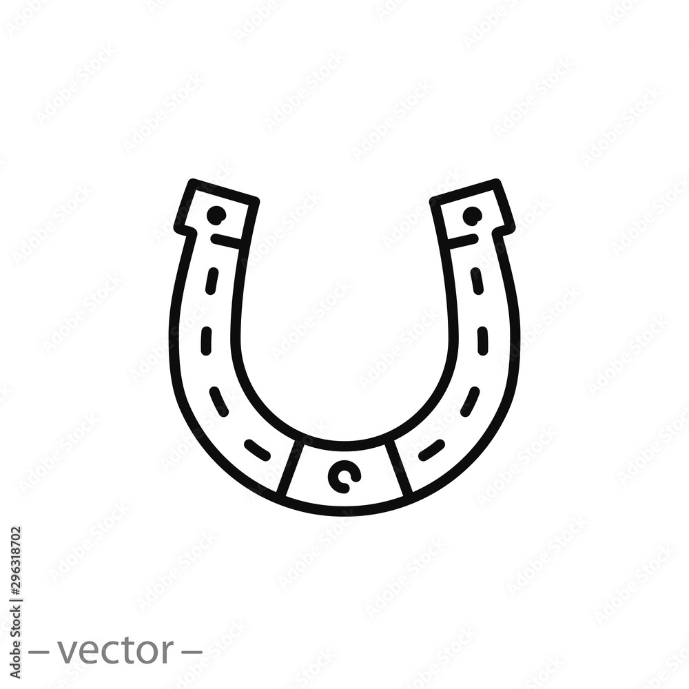 horseshoe icon, logo good luck, thin line web symbol on white background - editable stroke vector illustration eps10 horseshoe icon, logo good luck, thin line web symbol on white background - editable stroke vector illustration eps10