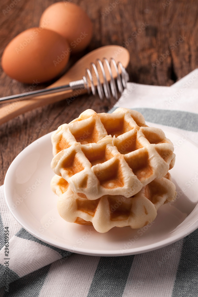 waffles on wood table waffles on wood table
