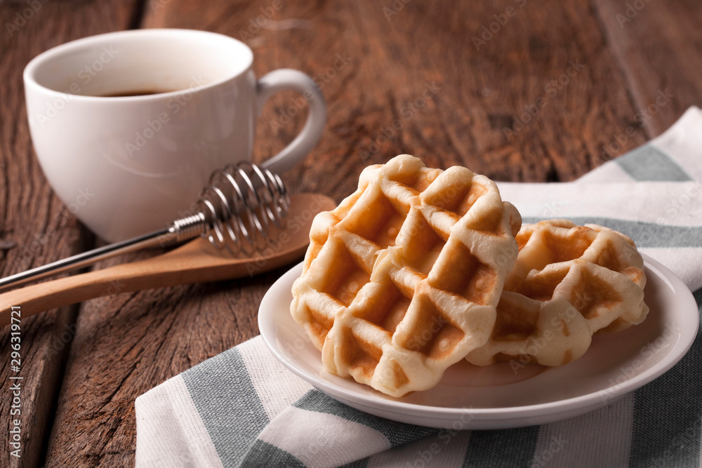 waffles on wood table waffles on wood table