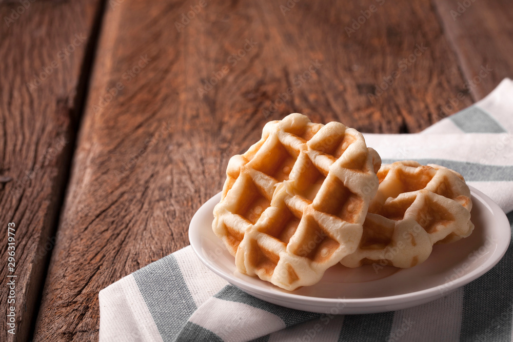waffles on wood table waffles on wood table