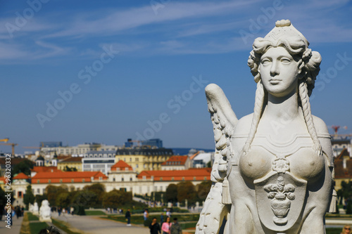 Vienna, Austria - 19 September 2019: The view on the Belvedere garden and the center of Vienna