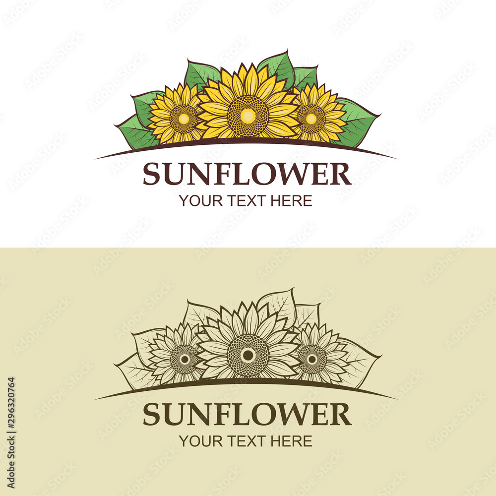 Fototapeta premium icon colection with flower of sunflower isolated