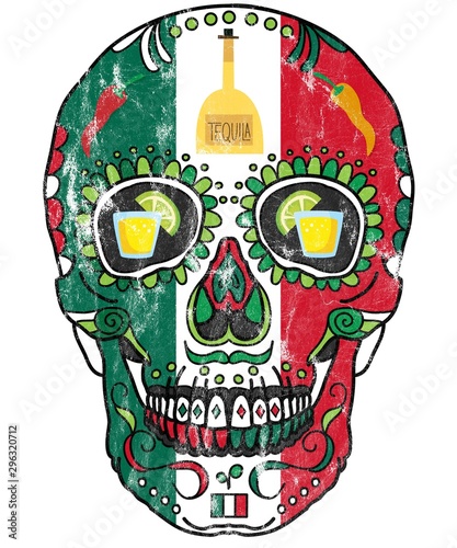 mexican flag sugar skull