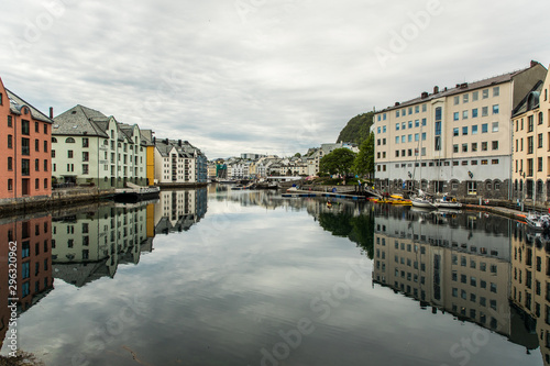ALESUND, NORWAY - Juny, 2019: Alesund city centre. Alesund is town and municipality in More og Romsdal county, Norway