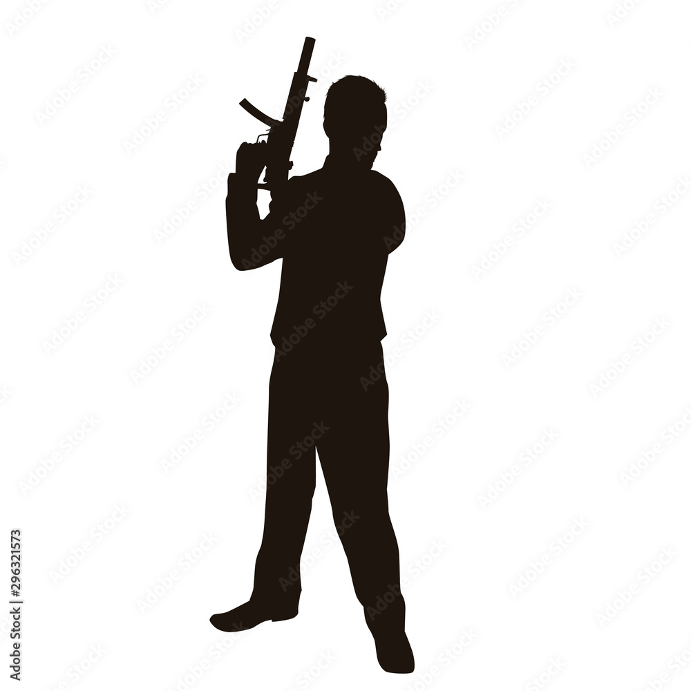 People Holding Firearms Silhouette