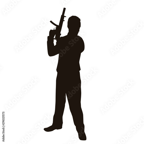 People Holding Firearms Silhouette
