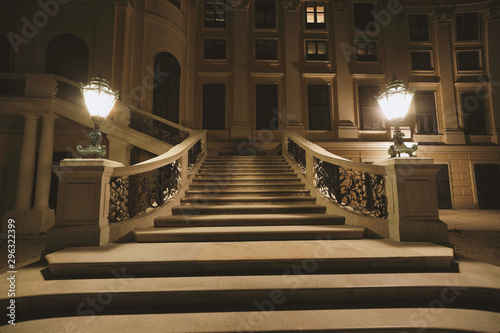Photography Vienna, Austria - 23 September 2019: Moody misterious view of the stairs of the