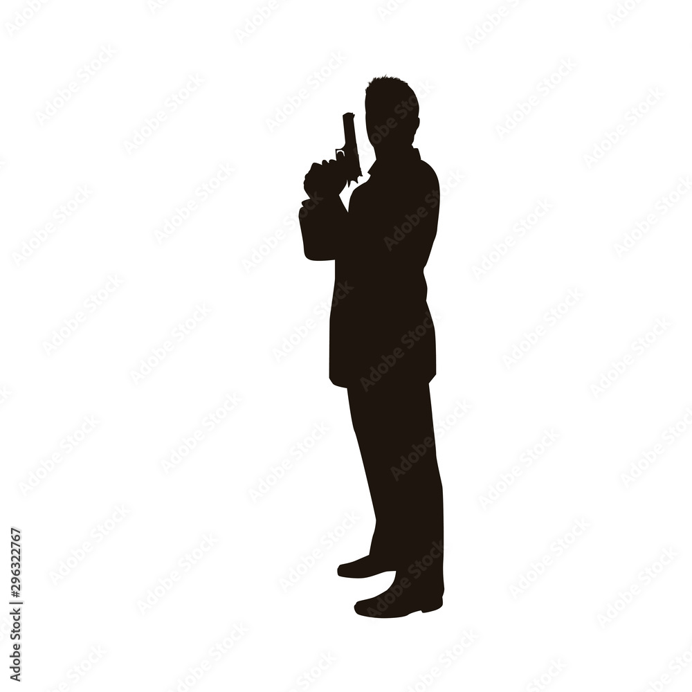 People Holding Firearms Silhouette
