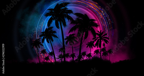 Futuristic night landscape ...