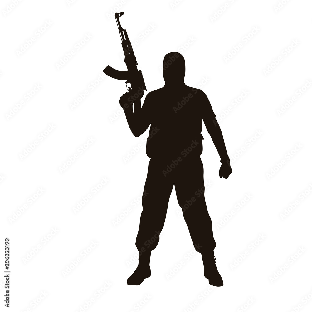 People Holding Firearms Silhouette
