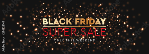Black Friday Sale. Background bright glare of golden blurred lights, vector illustration.