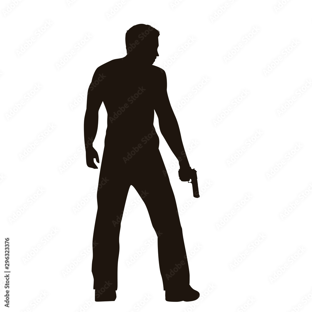 People Holding Firearms Silhouette People Holding Firearms Silhouette
