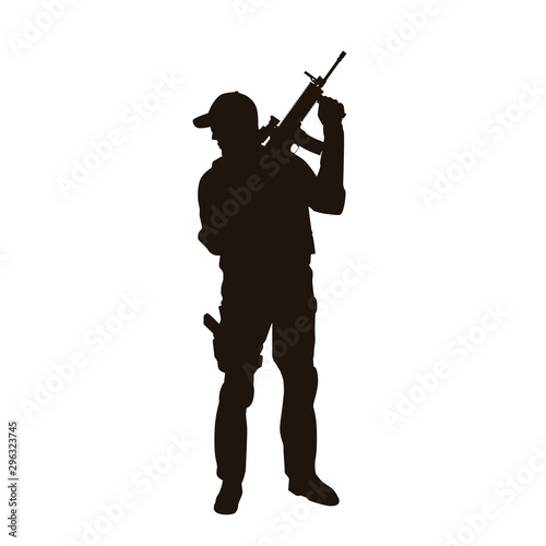 People Holding Firearms Silhouette