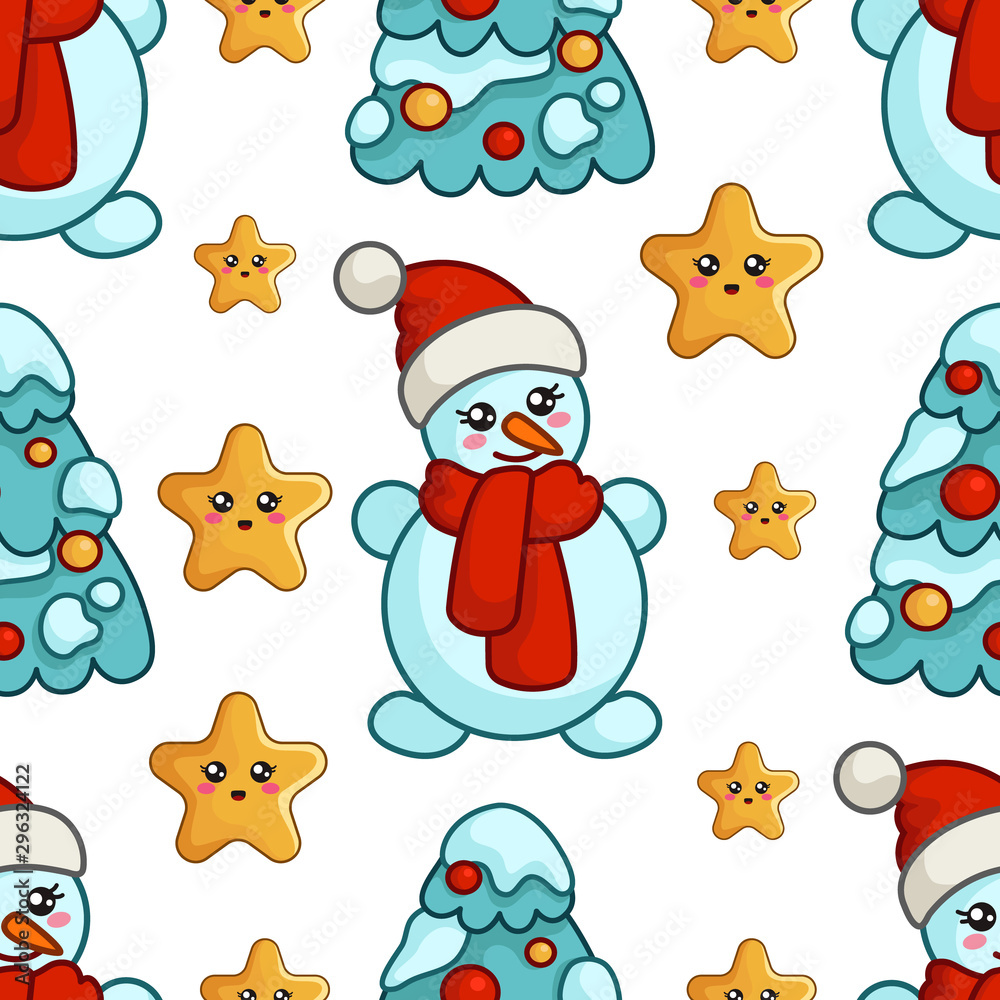 Obraz premium vector kawaii Christmas collection