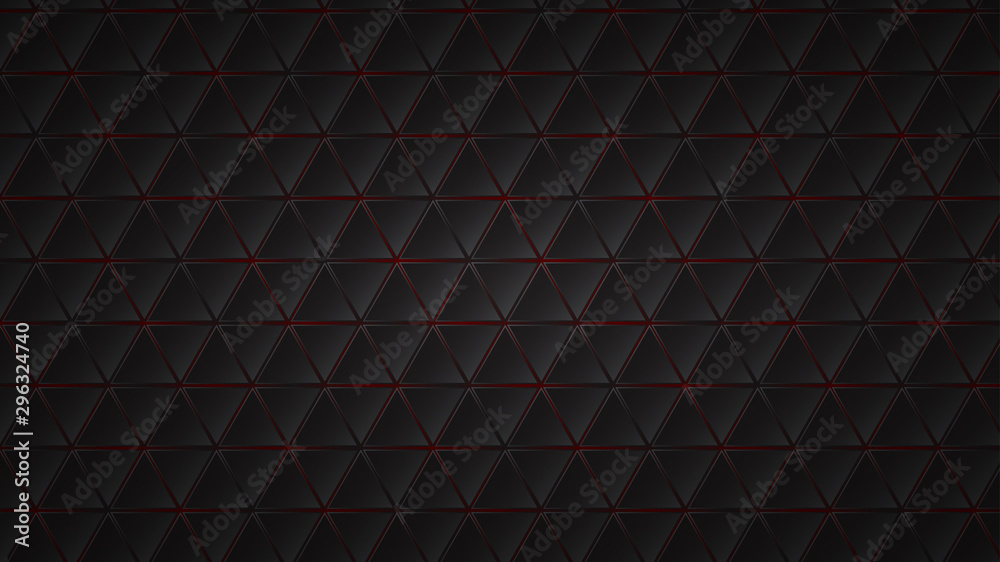 Obraz premium Abstract dark background of black triangle tiles with red gaps between them