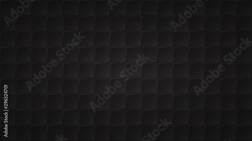 Abstract dark background of black square tiles with gray gaps between them